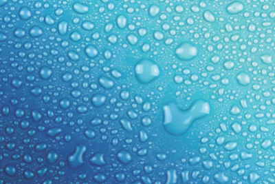 water drops on a Teslin waterproof surface