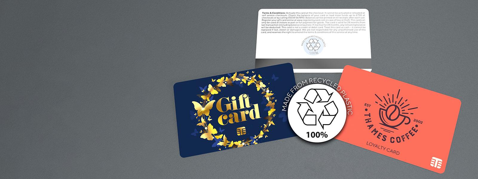 Thames Technology gift and loyalty cards made from 100% recycled PVC