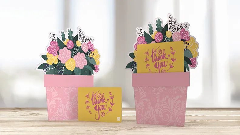 Thank you gift cards with flower design