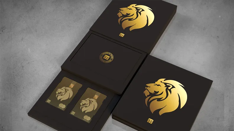 Thames Technology Gold card telescopic packaging, black with gold lion head icon